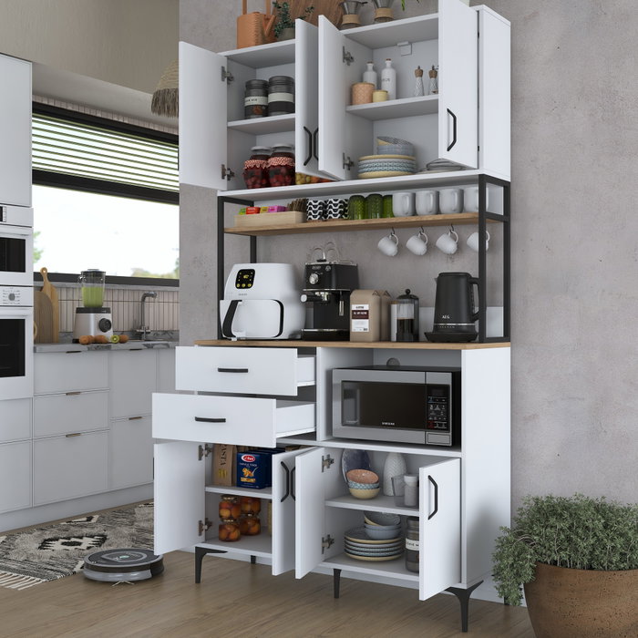 Hanah Home Armario Multiusos JE180 - 3403 Nogal y Blanco Hanah Home Armario Multiusos JE180 - 3403 Nogal y Blanco